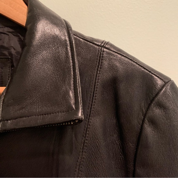 Vintage? JLC New York Outerwear Black Leather Wrap Tie Jacket Large L Y2K - Picture 6 of 13